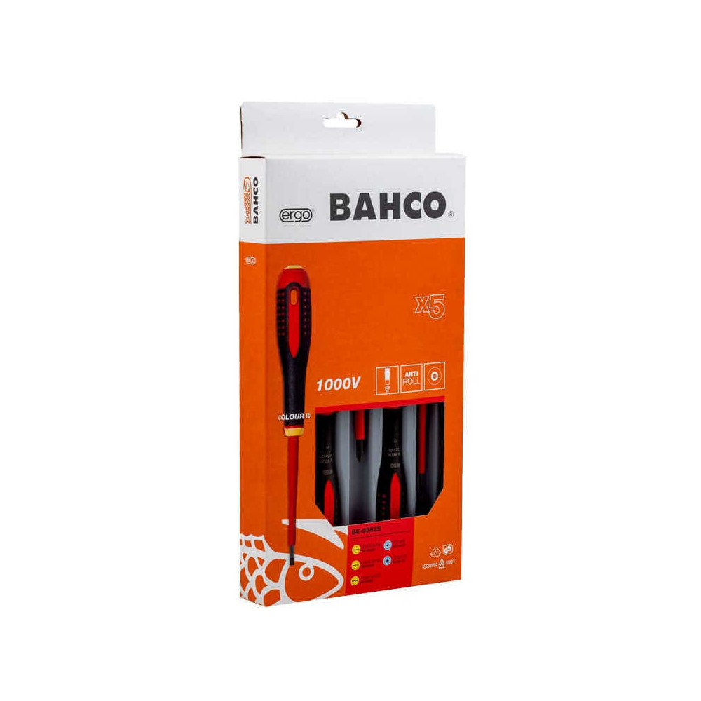 Jeu de tournevis isoles fendus pozidriv 5 pieces Bahco be 9882S