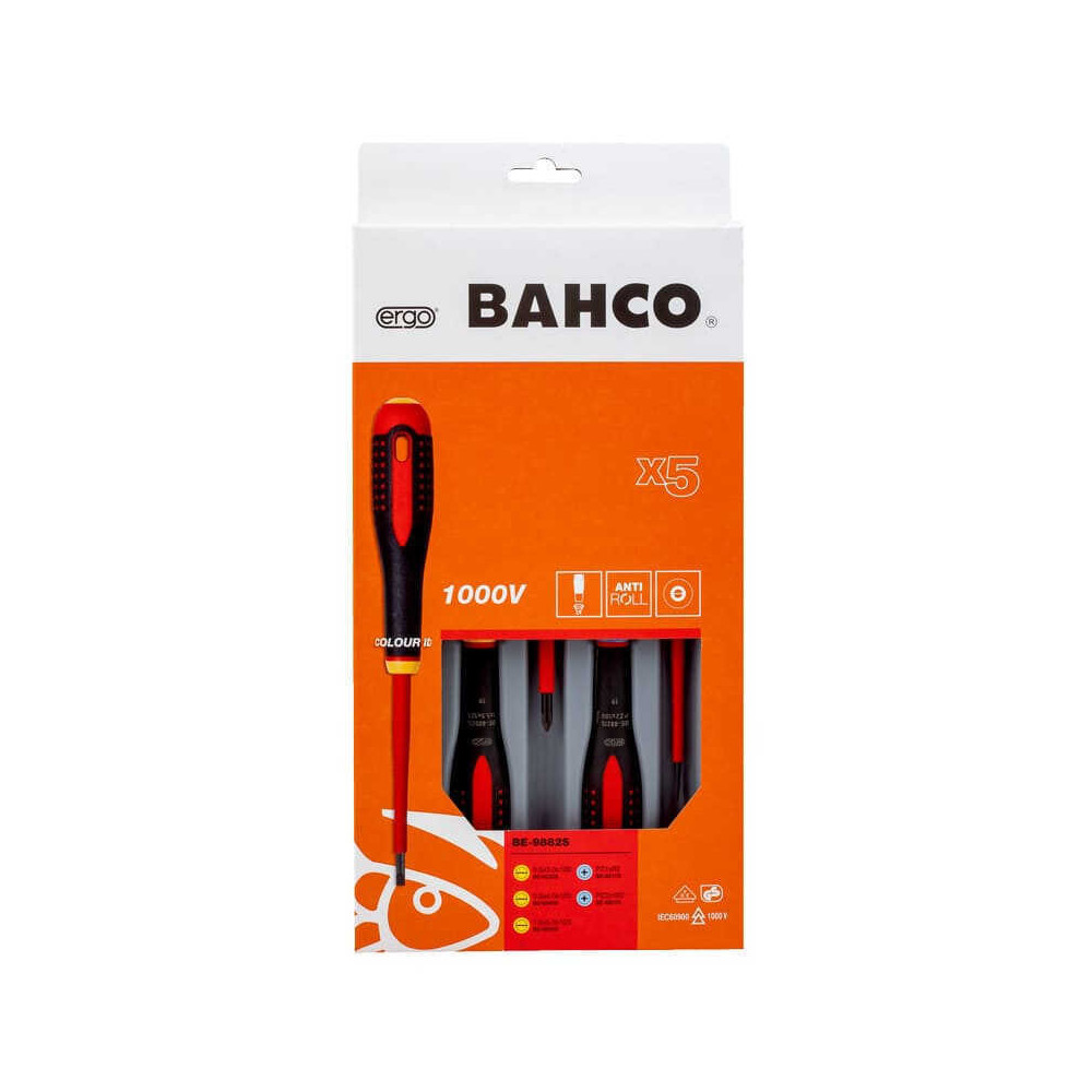 Jeu de tournevis isoles fendus pozidriv 5 pieces Bahco be 9882S