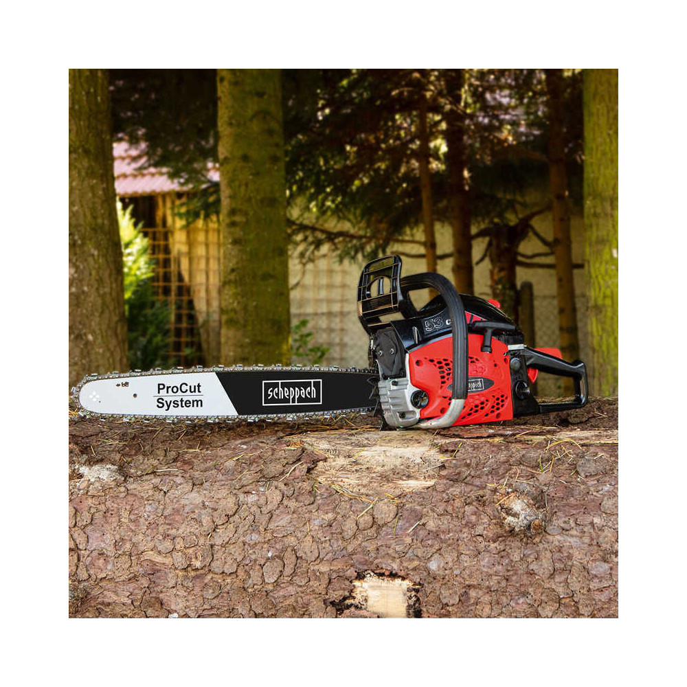 Tronconneuse thermique moteur chaine et guide 51CM CSP5300 scheppach 5910112904
