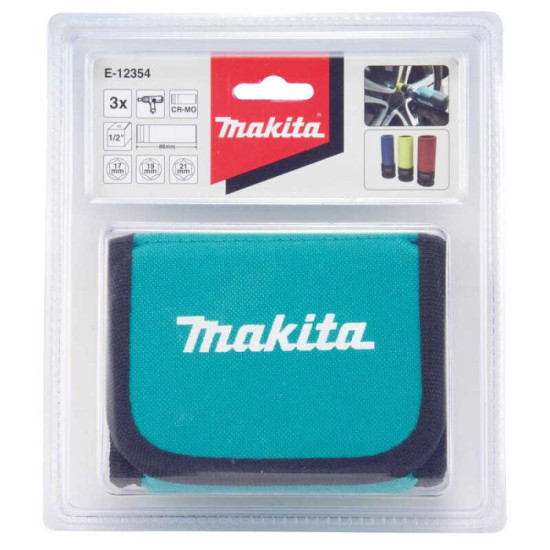 Coffret de 3 douilles longues 12 o 17 19 21 mm Makita e 12354