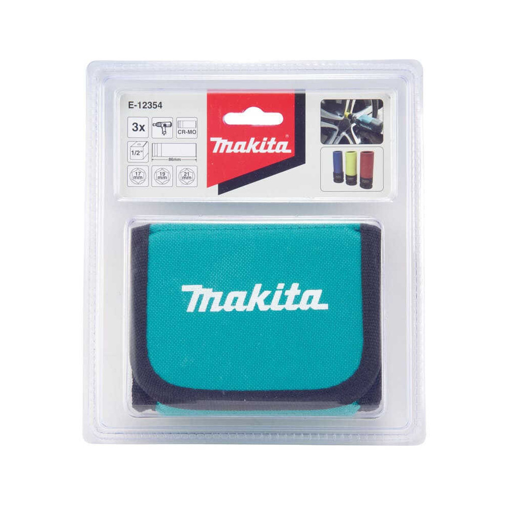 Coffret de 3 douilles longues 12 o 17 19 21 mm Makita e 12354