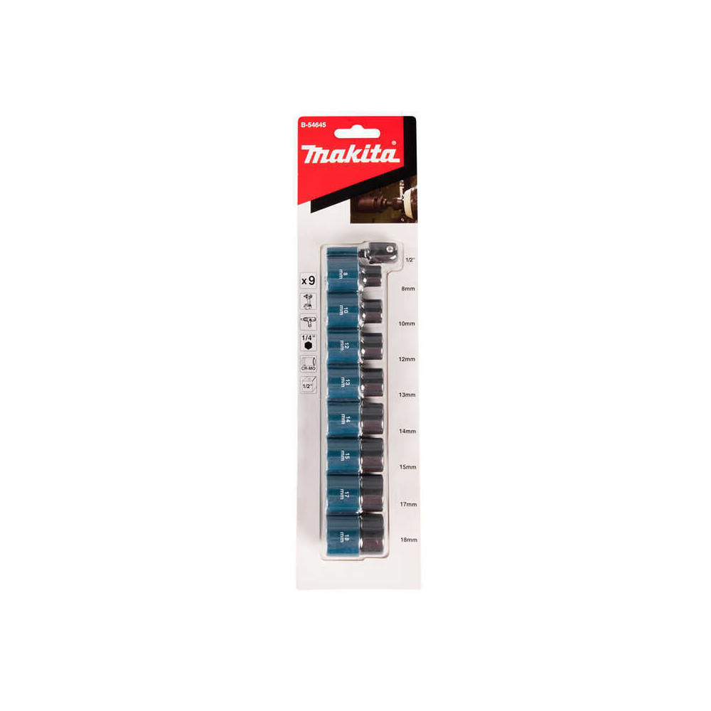 Ensemble de 8 douilles avec adaptateur Makita b 54645