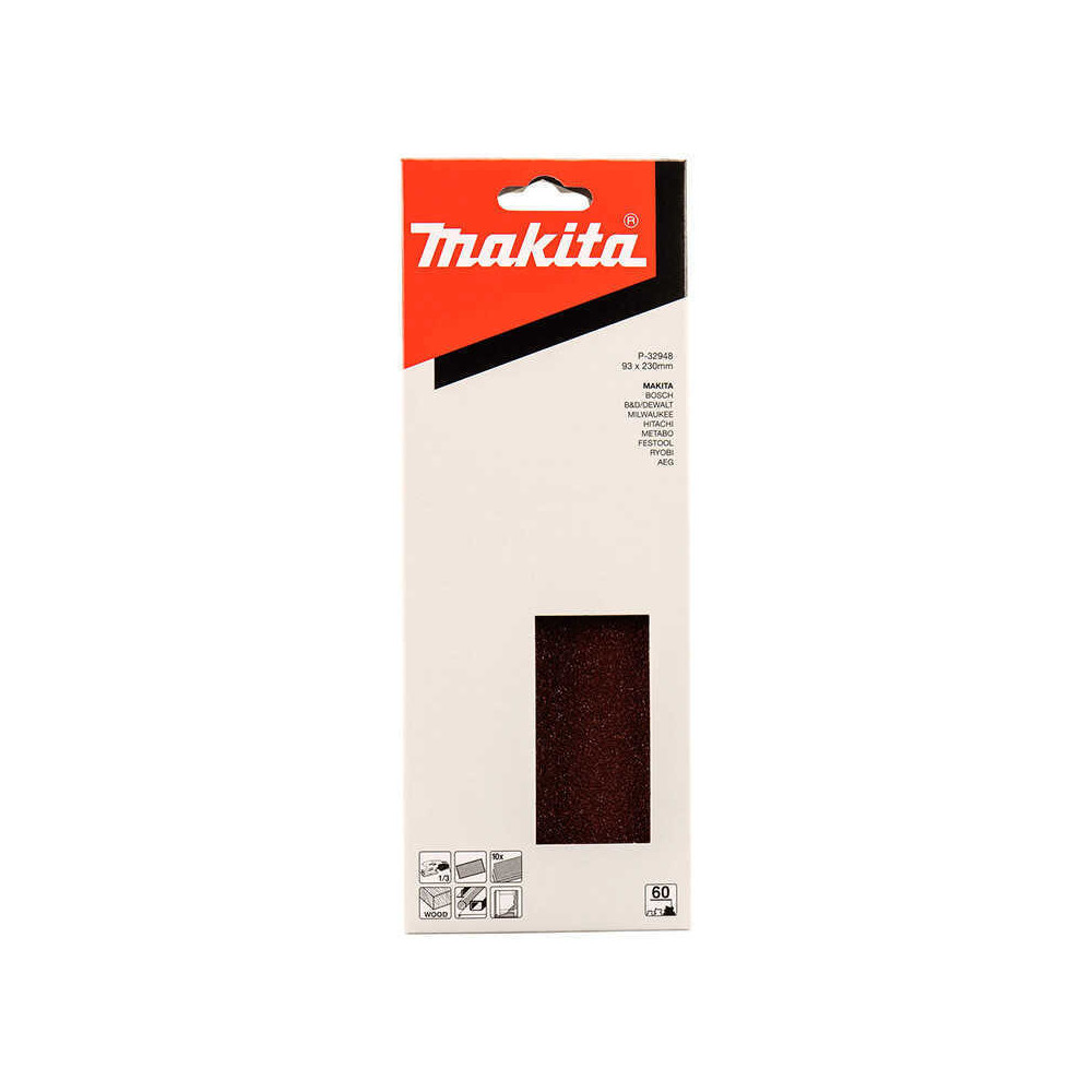 Feuilles rectangulaires abrasives grain de 60 Makita p 32948