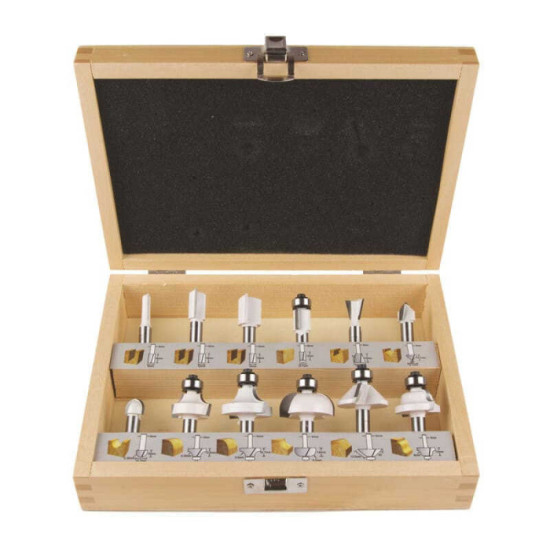 Coffret de 12 fraises a bois sur queue de 8 mm Makita d 53556