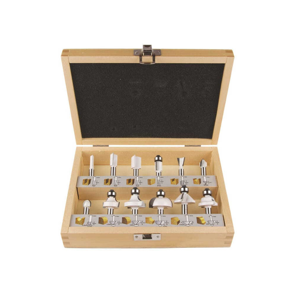 Coffret de 12 fraises a bois sur queue de 8 mm Makita d 53556