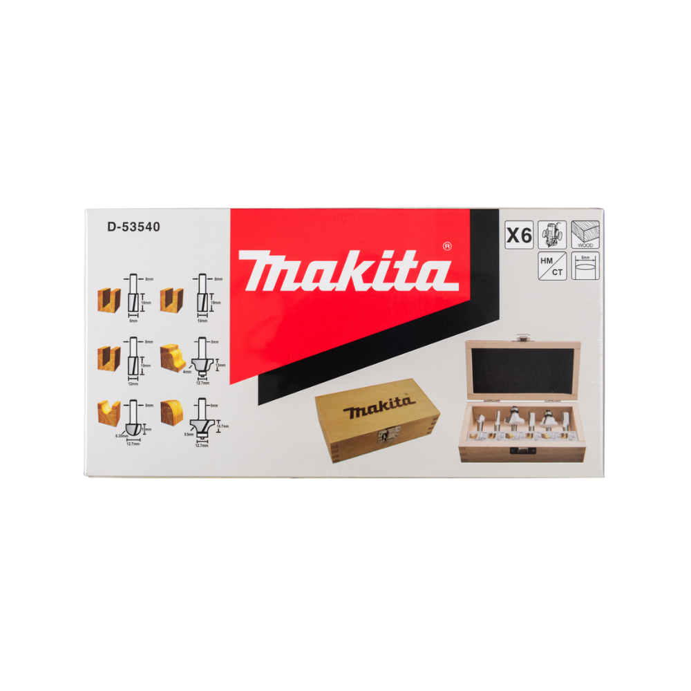 Coffret de 6 fraises queue de 8 mm Makita d 53540