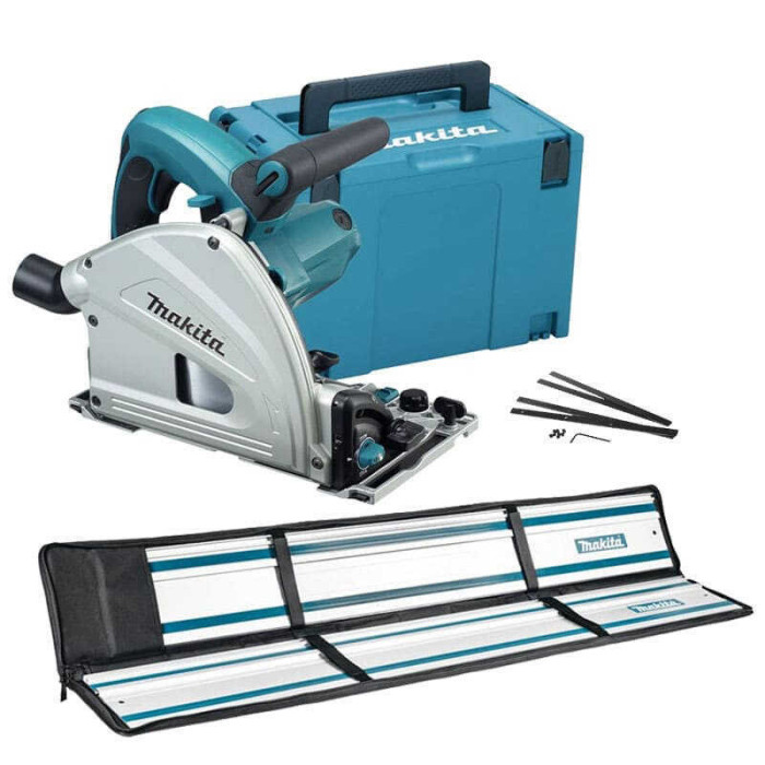 Scie plongeante avec deux rails sacoche et coffret Makita SP6000J1X2