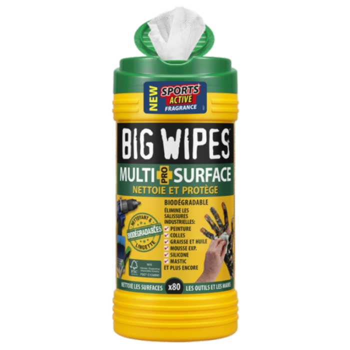 Lingettes multi surface bio 80 pcs big wipes BIMUL080 bt