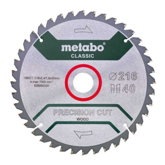 Lame de scie circulaire HW/CT Ø216 mm 40 dents Metabo 628060000
