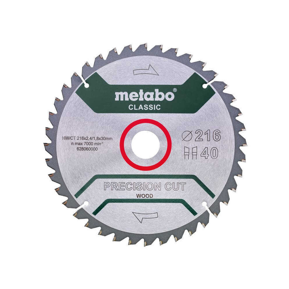 Lame de scie circulaire HW/CT Ø216 mm 40 dents Metabo 628060000