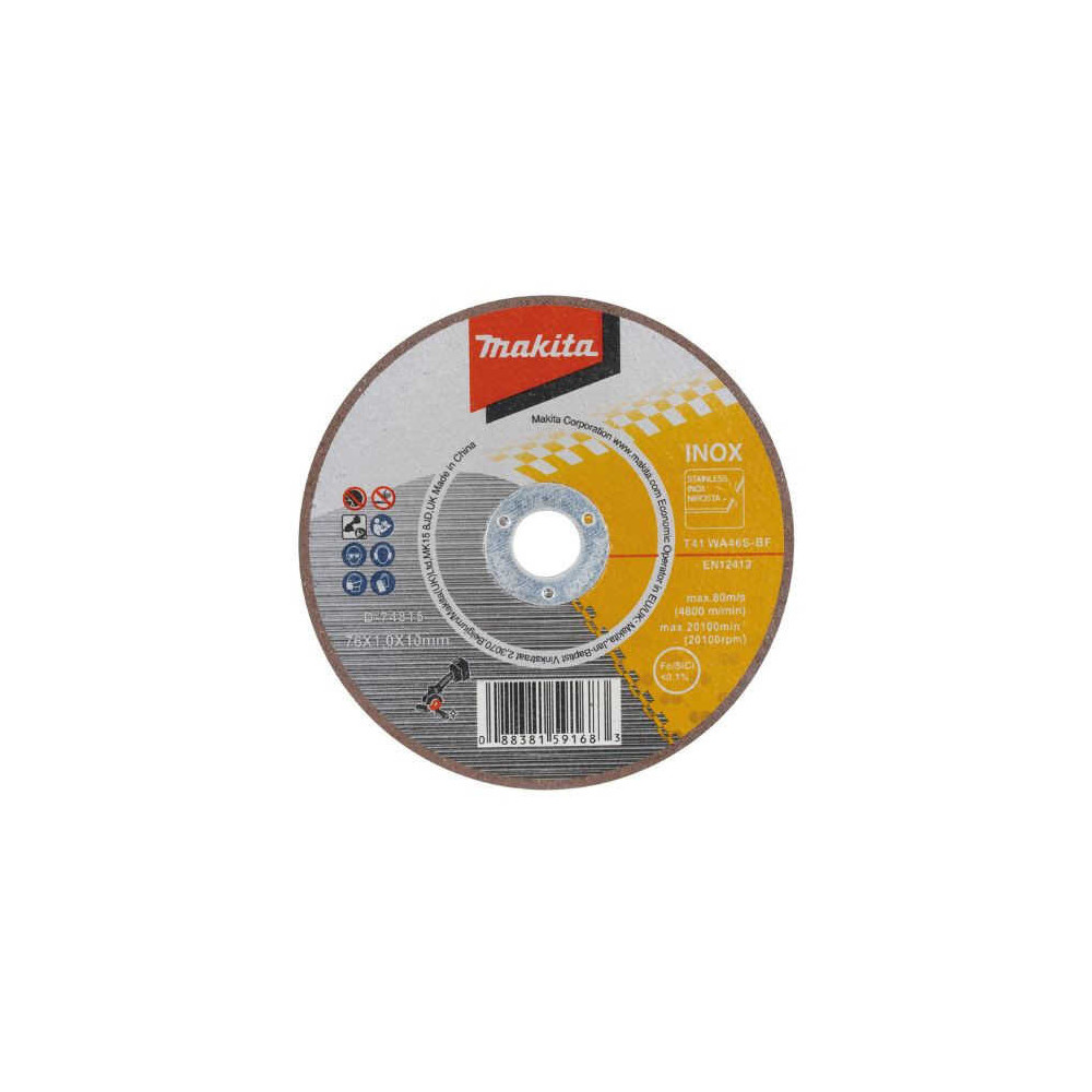 Pack de 5 disques à tronçonner inox Ø76 mm Makita D-74815-5 | ProForPro