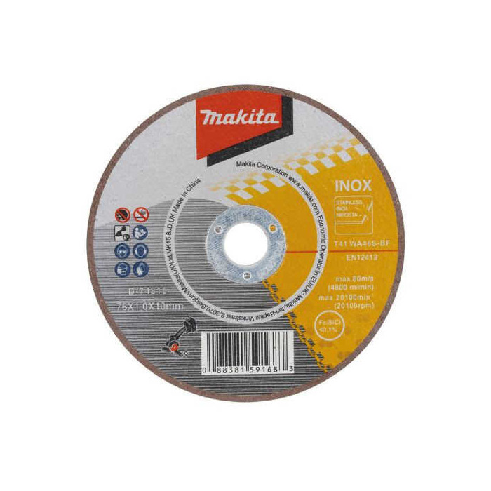 Pack de 5 disques à tronçonner inox Ø76 mm Makita D-74815-5 | ProForPro
