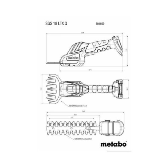 Cisaille à gazon et sculpte-haie 18V SGS 18 LTX Q Metabo 601609840 | ProForPro