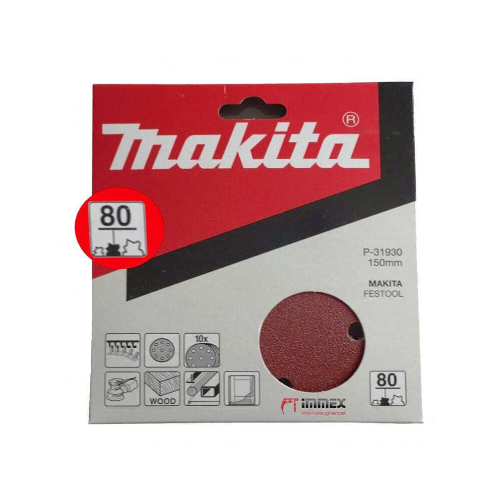 Disques abrasifs Makita Ø150 mm grain 80 x10 P-31930