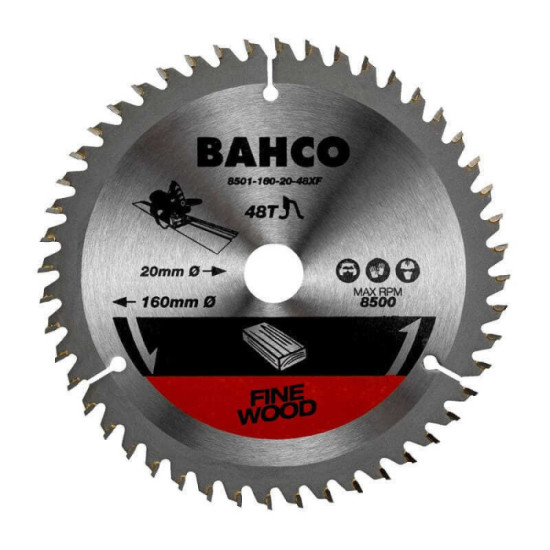 Lame scie circulaire bois Ø165 mm 48 dents Bahco 8501-165-20-48XF | ProForPro