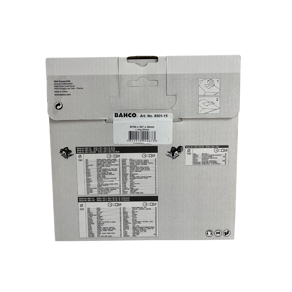 Lame scie circulaire bois Ø190 mm 20 dents Bahco 8501-15 | ProForPro