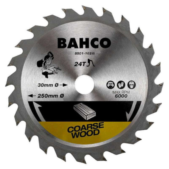 Lame scie circulaire bois Ø216 mm 24 dents Bahco 8501-16SW | ProForPro