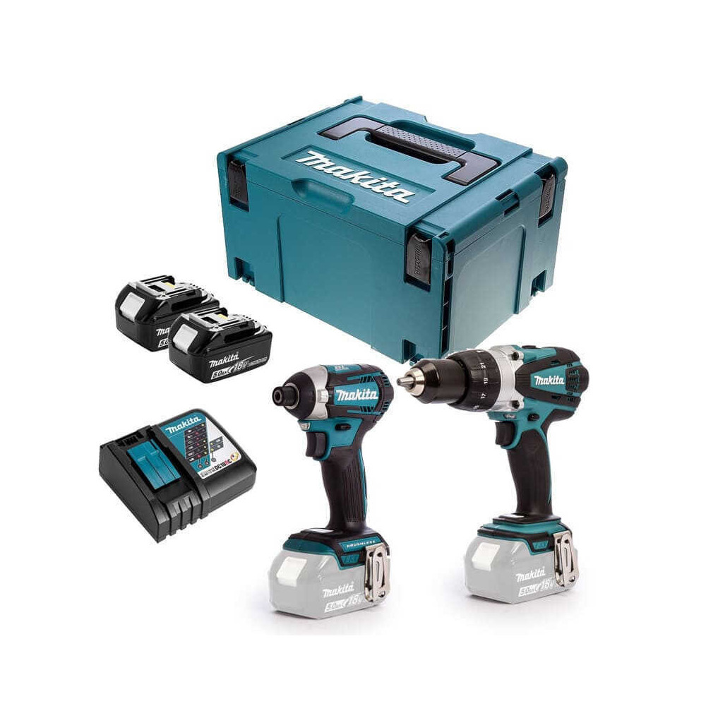 Combo perceuse à percussion DHP458 + visseuse à chocs DTD154 Makita DLXCBO021 2x5,0 Ah | ProForPro
