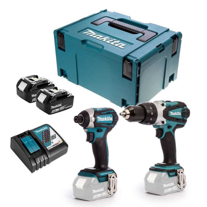 Combo perceuse à percussion DHP458 + visseuse à chocs DTD154 Makita DLXCBO021 2x5,0 Ah | ProForPro