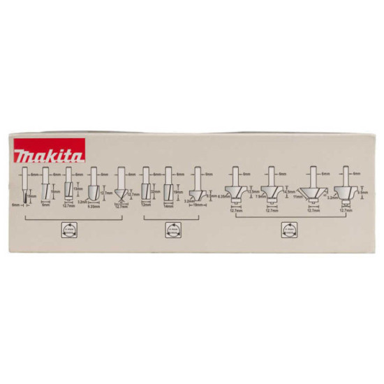 Coffret de 12 fraises à bois queue de 6 mm Makita D-57065 | ProForPro