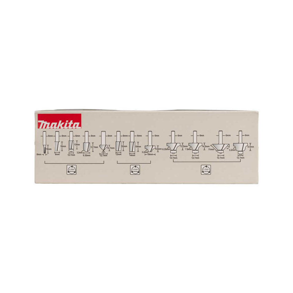 Coffret de 12 fraises à bois queue de 6 mm Makita D-57065 | ProForPro
