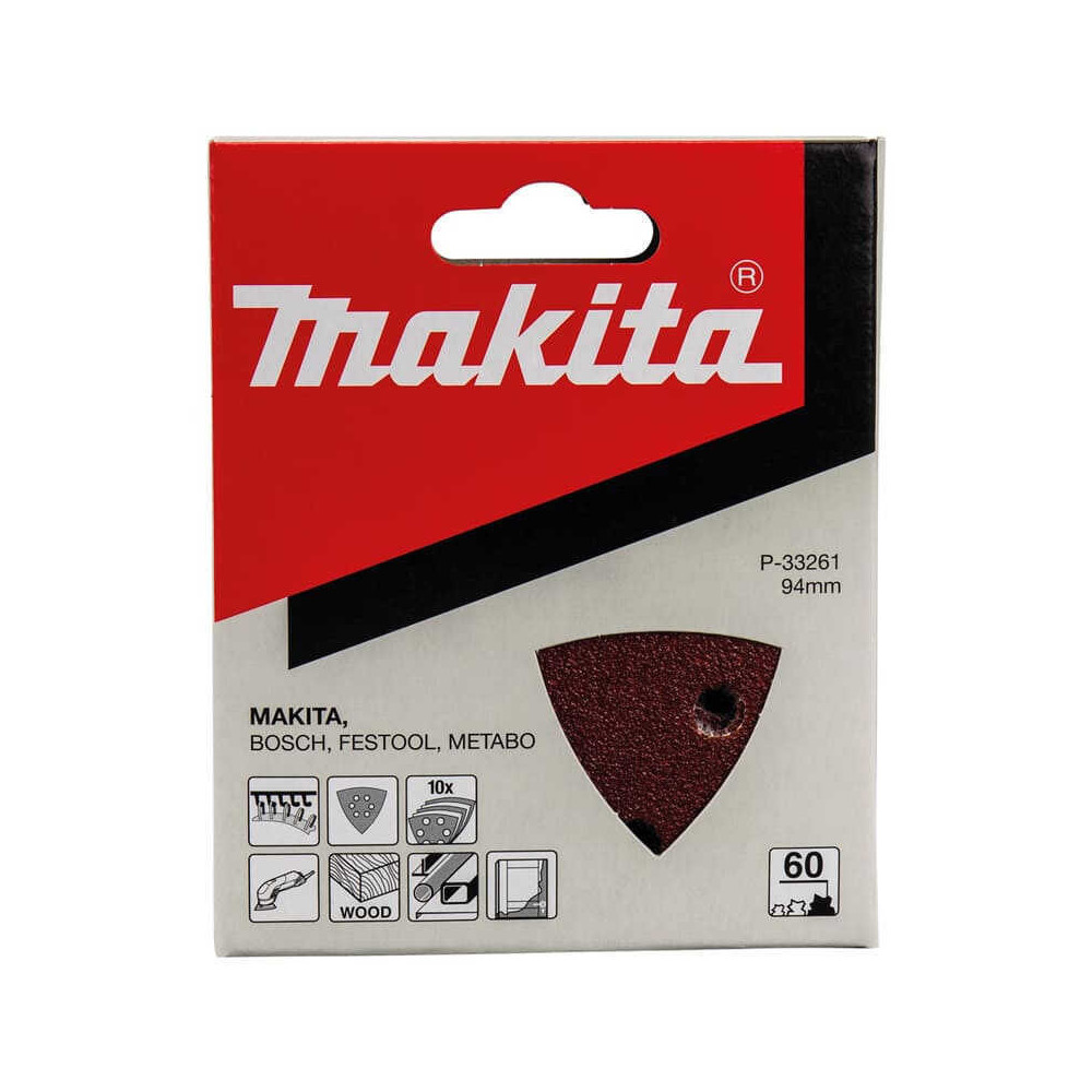 Feuilles abrasives triangulaires Makita P-33261 94 x 94 mm (delta) grain 60 | ProForPro