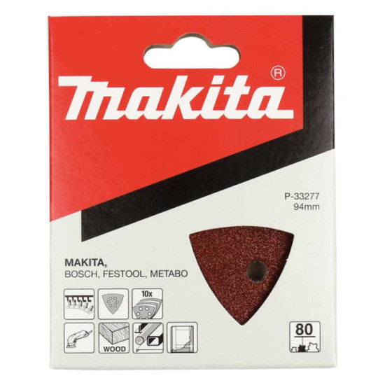 Feuilles abrasives triangulaires Makita P-33277 94 x 94 mm (delta) grain 80 | ProForPro