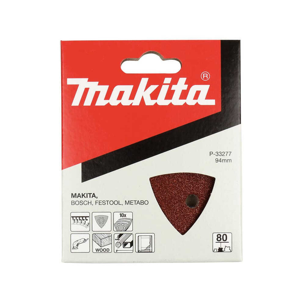 Feuilles abrasives triangulaires Makita P-33277 94 x 94 mm (delta) grain 80 | ProForPro
