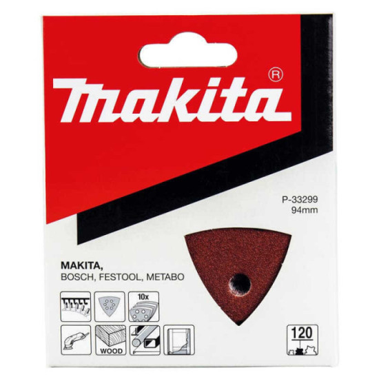 Feuilles abrasives triangulaires Makita P-33299 94 x 94 mm (delta) grain 120 | ProForPro