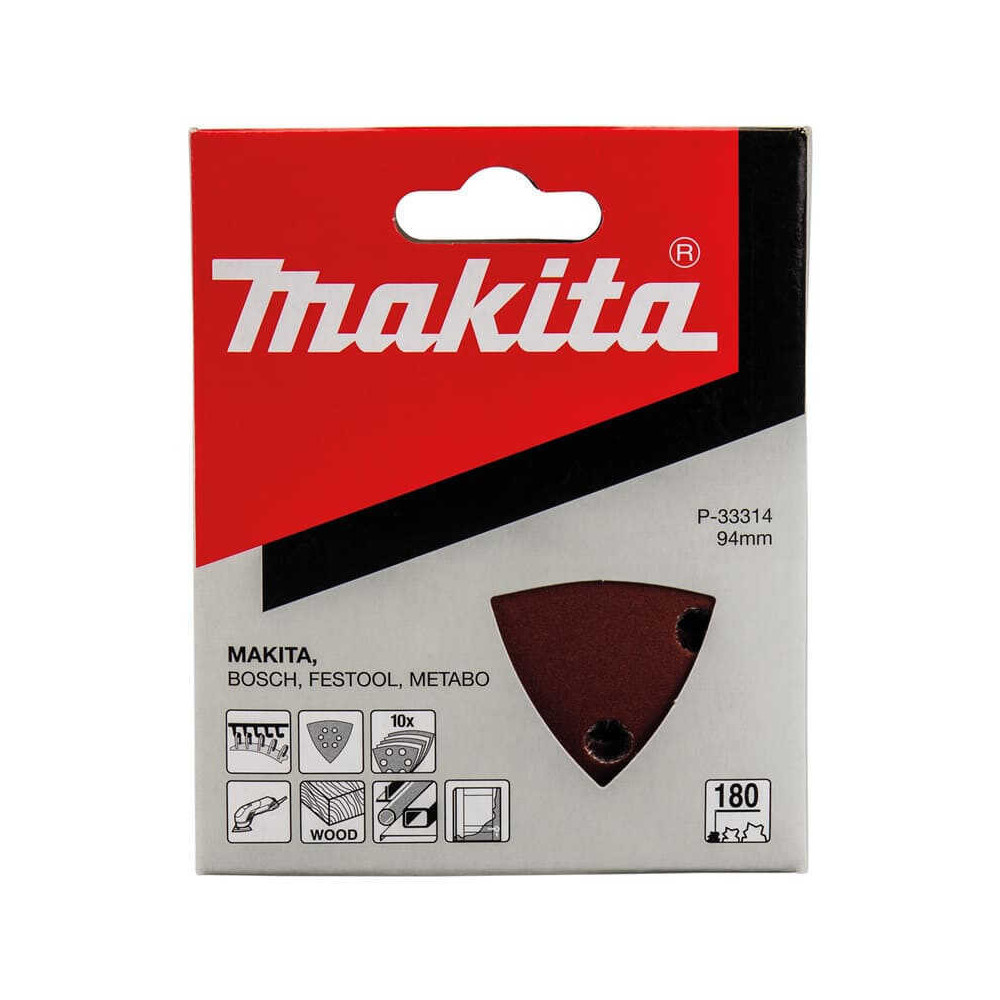 Feuilles abrasives triangulaires Makita P-33314 94 x 94 mm (delta) grain 180 | ProForPro