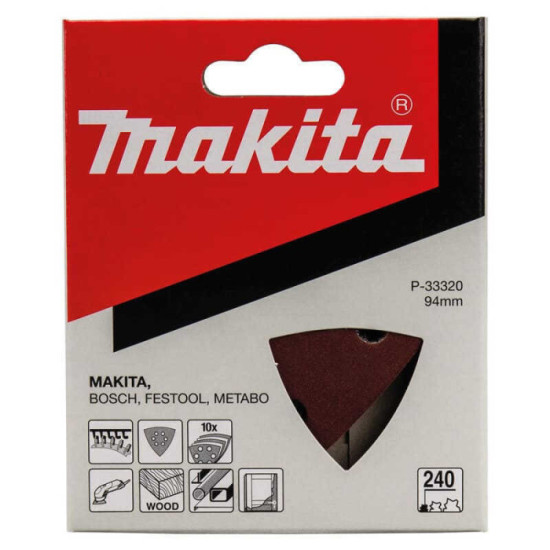 Feuilles abrasives triangulaires Makita P-33320 94 x 94 mm (delta) grain 240 | ProForPro