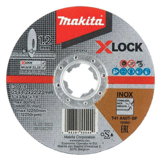 Disque à tronçonner métal/inox Ø125 mm X-LOCK Makita E-00418 | ProForPro