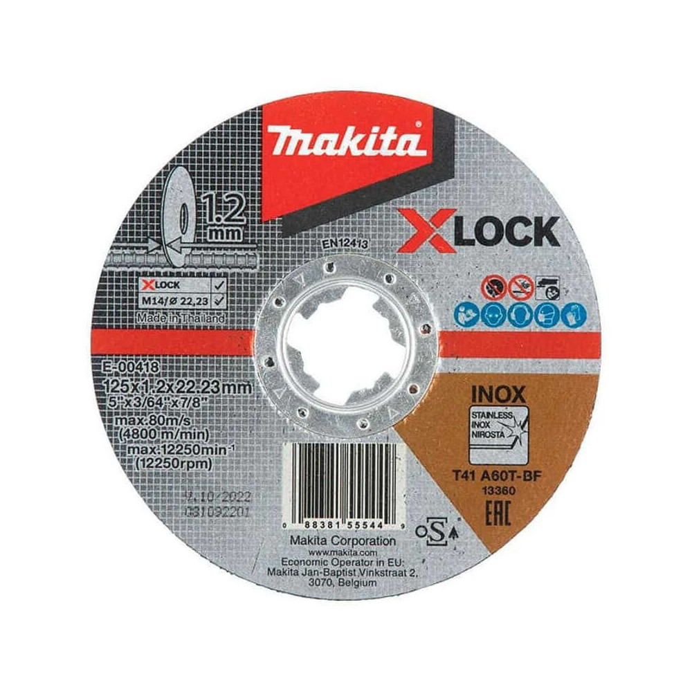 Disque à tronçonner métal/inox Ø125 mm X-LOCK Makita E-00418 | ProForPro