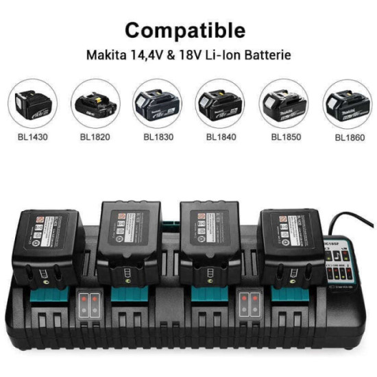 Chargeur 4 batteries Li-Ion 14,4-18 V Makita DC18SF