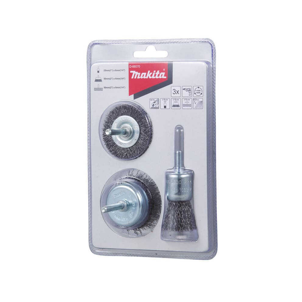 Lot de 3 brosses boisseau pour perceuse Makita D-66070 | ProForPro