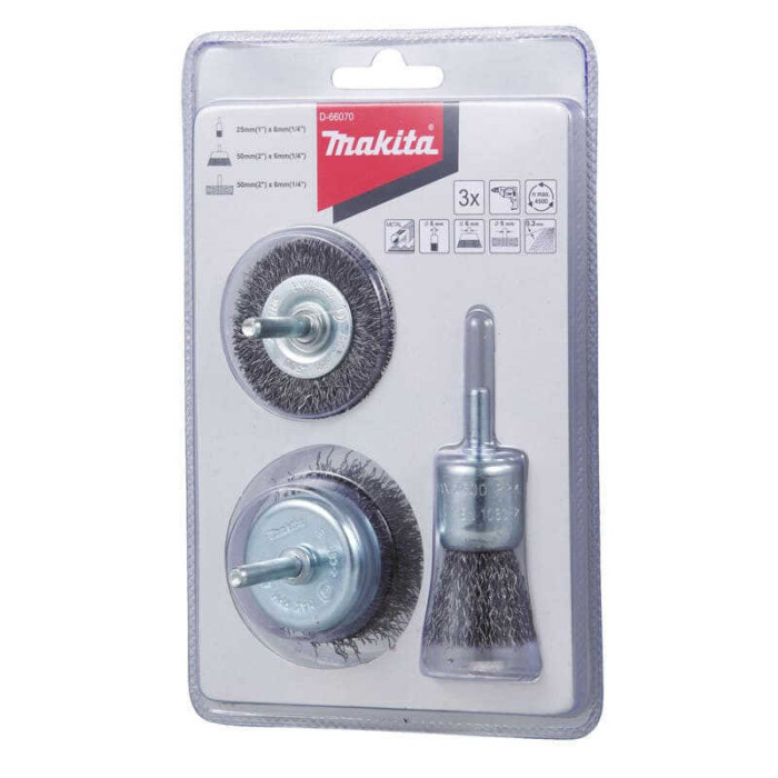 Lot de 3 brosses boisseau pour perceuse Makita D-66070 | ProForPro