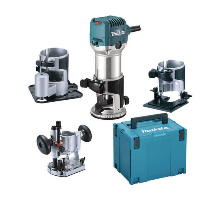 Affleureuse-défonceuse 710 W Makita RT0702CX3J avec 4 bases (en Makpac) | ProForPro