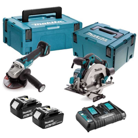 Combo meuleuse d'angle DGA506 + scie circulaire DHS680 Makita DLX2277PTJ 2x5,0 Ah | ProForPro