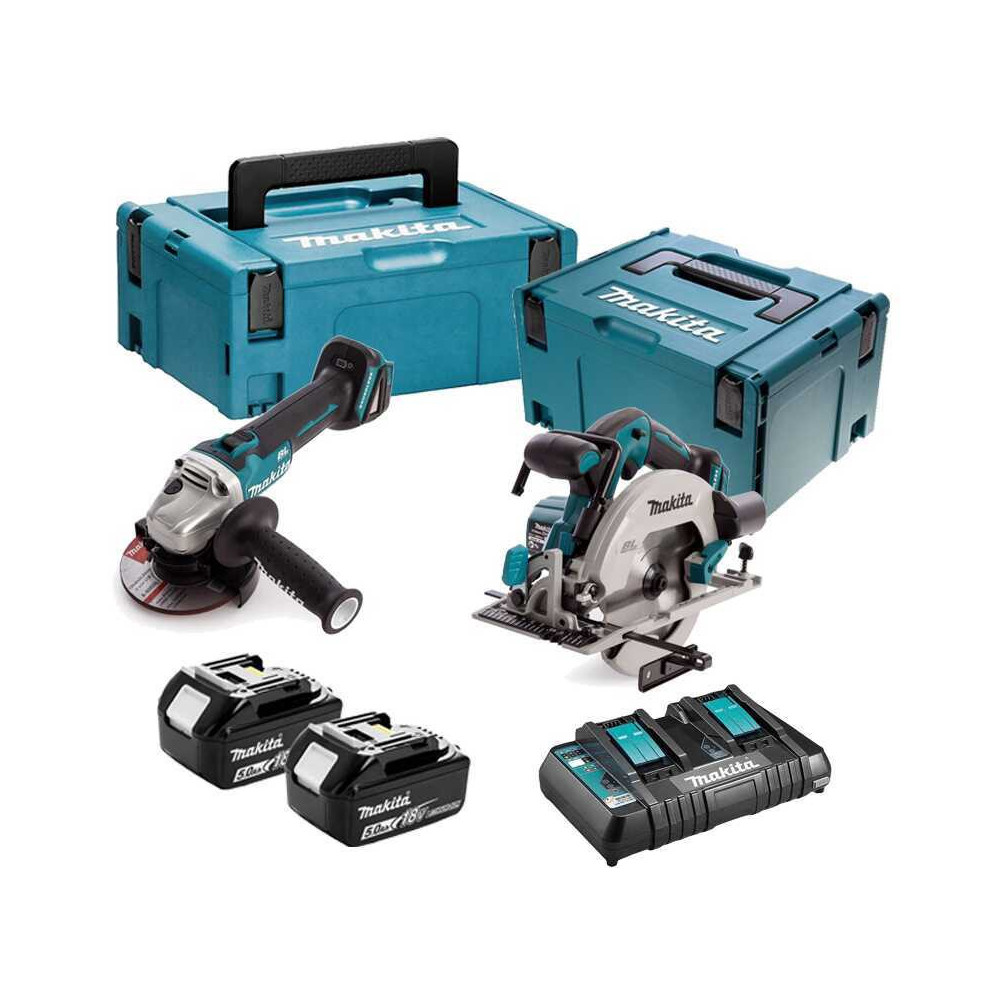 Combo meuleuse d'angle DGA506 + scie circulaire DHS680 Makita DLX2277PTJ 2x5,0 Ah | ProForPro