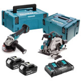 Combo meuleuse d'angle DGA506 + scie circulaire DHS680 Makita DLX2277PTJ 2x5,0 Ah | ProForPro