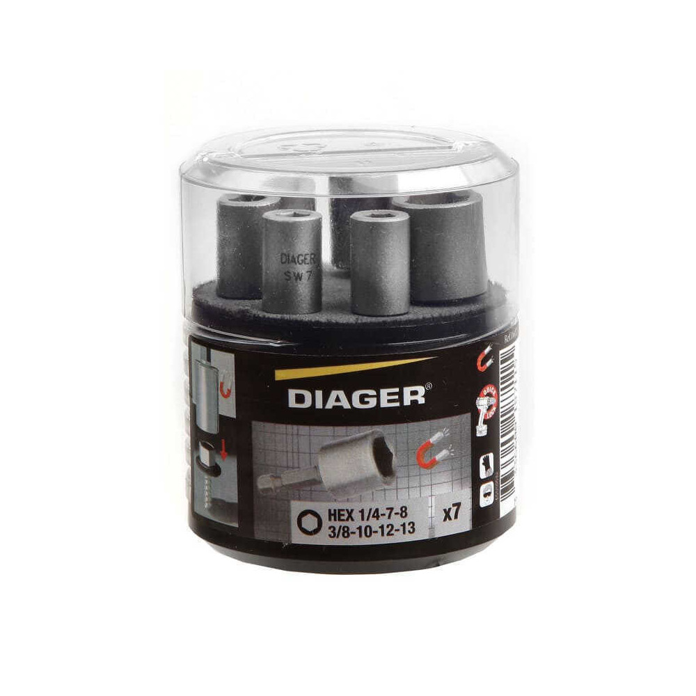 Jeu de 7 douilles magnétiques PRO vis hexagonale Diager U602 | ProForPro