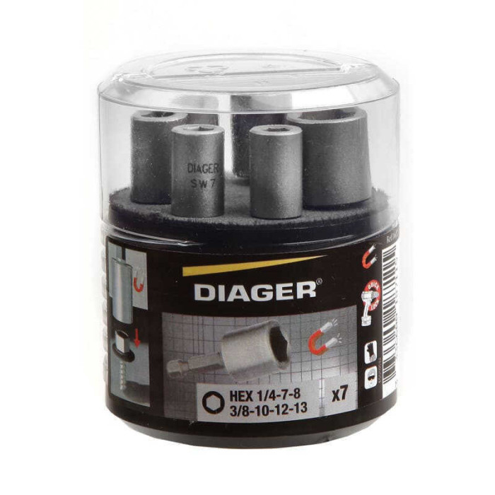 Jeu de 7 douilles magnétiques PRO vis hexagonale Diager U602 | ProForPro