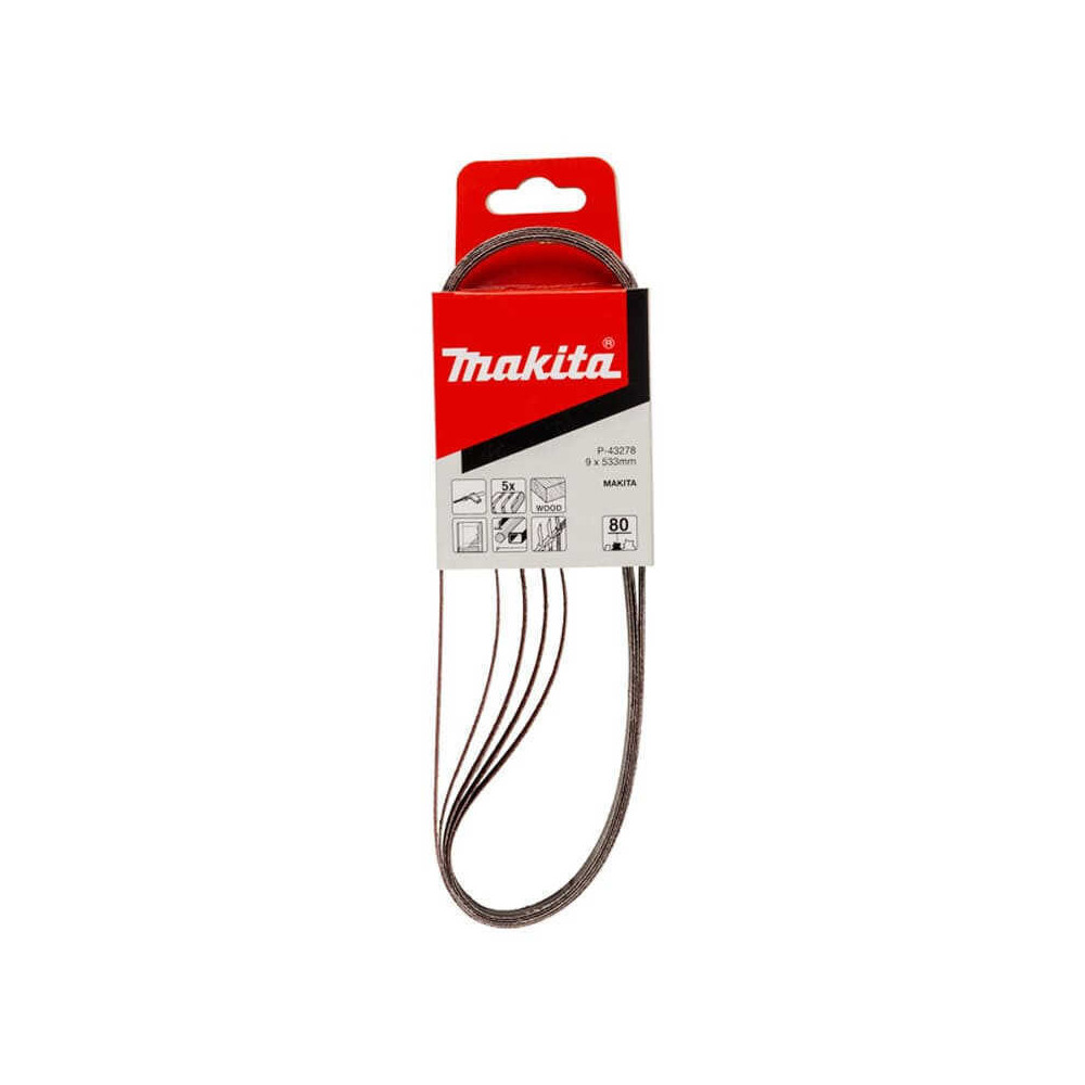 Bandes abrasives 9x533 mm grain 80 x5 Makita P-43278 | ProForPro