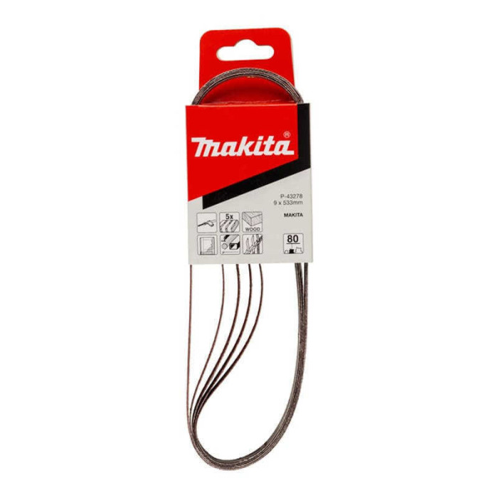 Bandes abrasives 9x533 mm grain 80 x5 Makita P-43278 | ProForPro