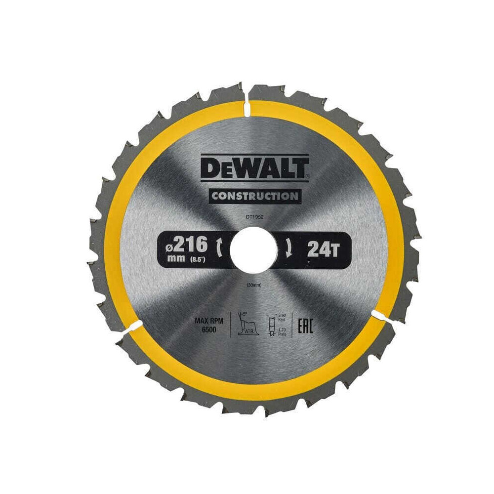 DeWalt DT1952 — Lame de scie circulaire stationnaire Ø 216 mm carbure | ProForPro