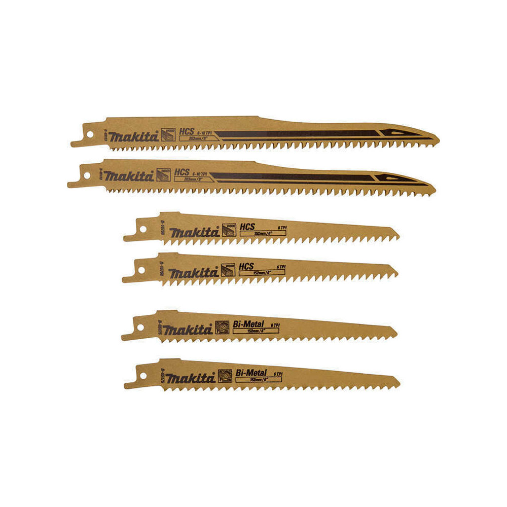 Pack de 6 lames de scie sabre 203 mm pour bois Makita B-44432 | ProForPro