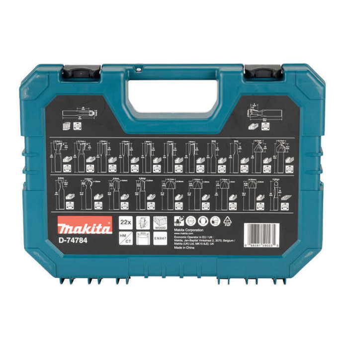 Coffret de 22 fraises à bois Ø8 mm pour défonceuse Makita D-74784 | ProForPro