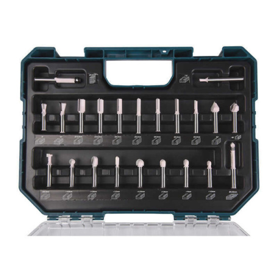 Coffret de 22 fraises à bois Ø8 mm pour défonceuse Makita D-74784 | ProForPro