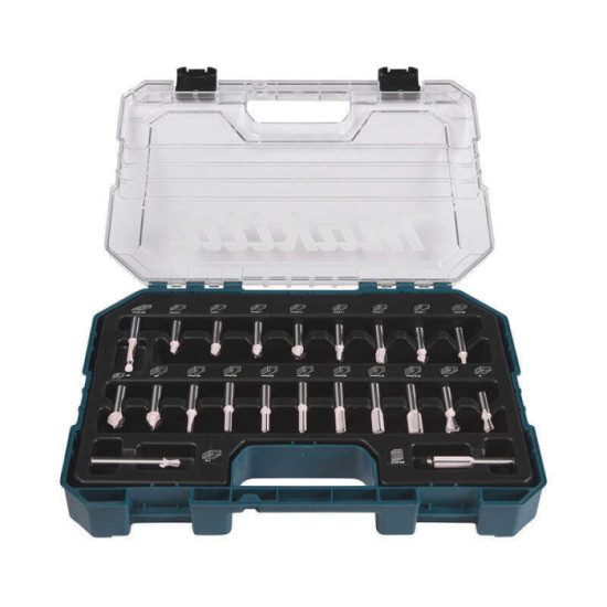Coffret de 22 fraises à bois Ø8 mm pour défonceuse Makita D-74784 | ProForPro