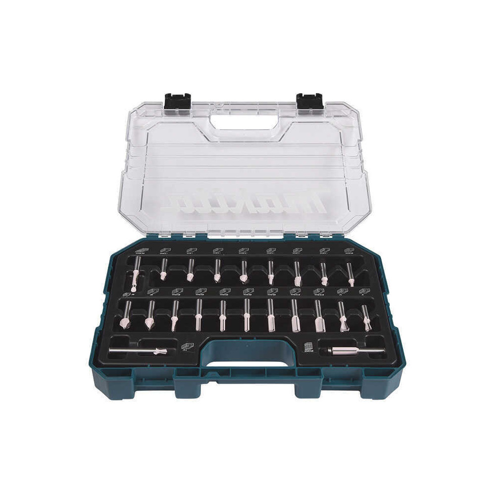 Coffret de 22 fraises à bois Ø8 mm pour défonceuse Makita D-74784 | ProForPro